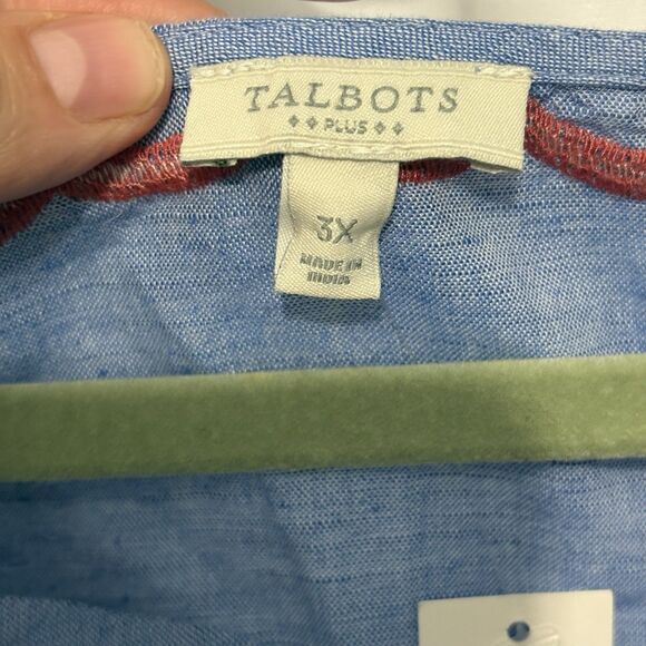 Talbots Women’s Peasant Top Cotton Linen Embroidered 3X Boho Casual Preppy - Picture 4 of 7